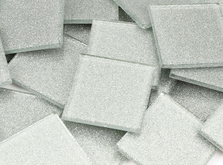 Silver Glitter Mosaic Tile 48 Mm (Case of 1)