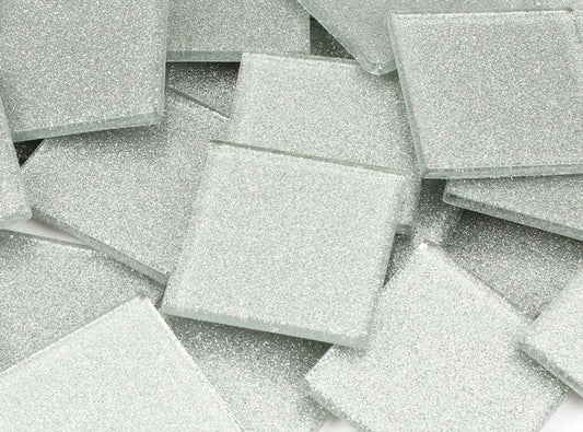 Silver Glitter Mosaic Tile 48 Mm (Case of 1)