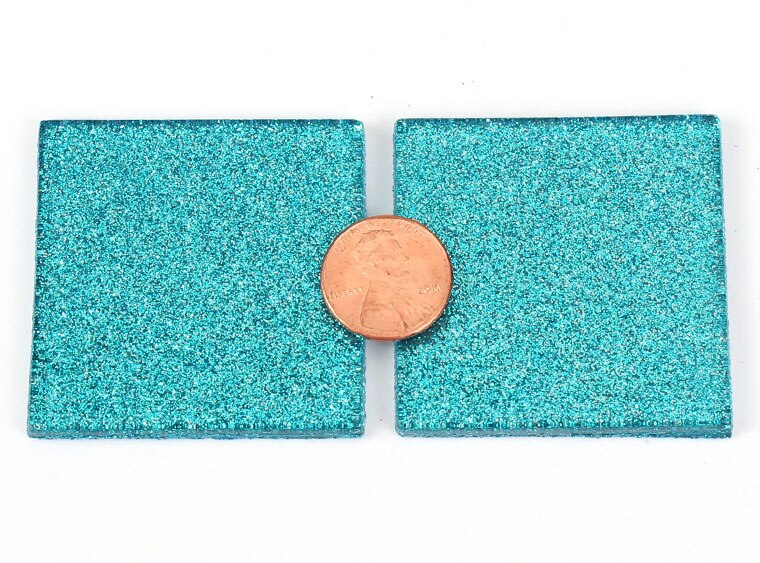Azure Blue Glitter Mosaic Tile 48 Mm (Case of 1)