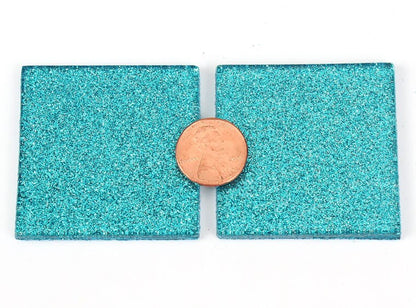 Azure Blue Glitter Mosaic Tile 48 Mm (Case of 1)