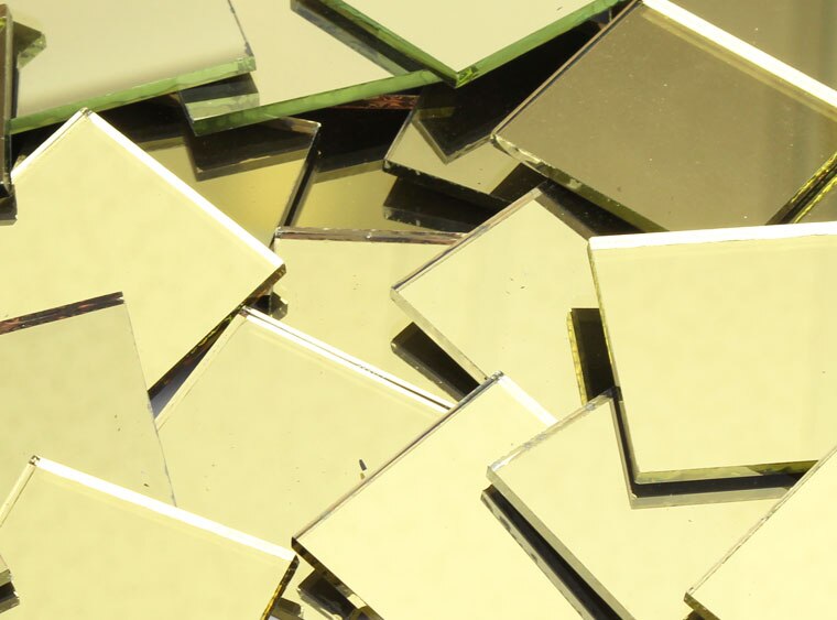 Mirrored Gold Square Mosaic Tile 48 Mm (Case of 1)