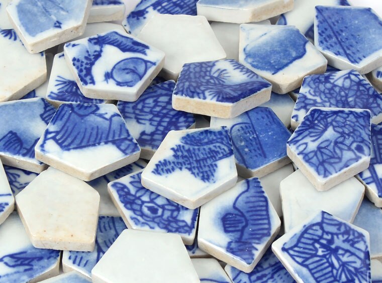 Blue And White Porcelain Mosaic Tile Mix 4 (Case of 1)