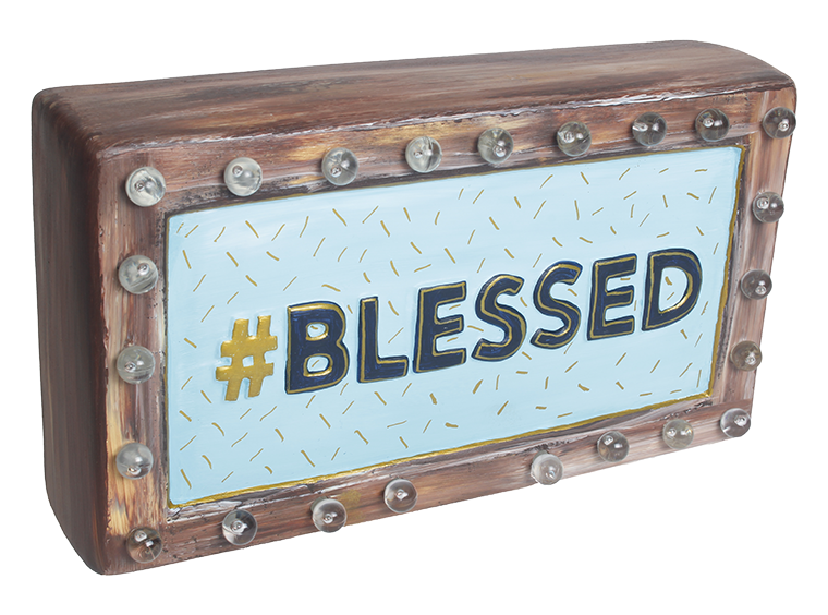 Bisque Lighted Blessed Marquee (Case of 2)