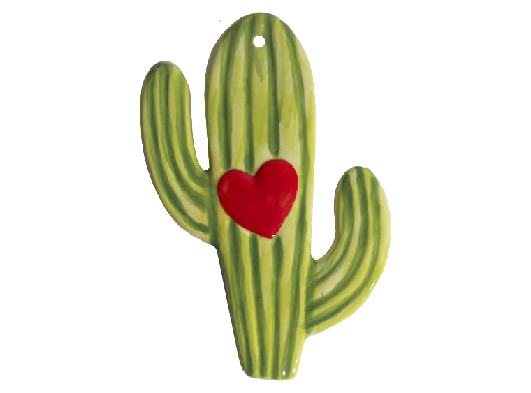Bisque Heart Cactus Ornament (Case of 12)