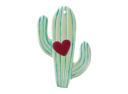 Bisque Heart Cactus Ornament (Case of 12)