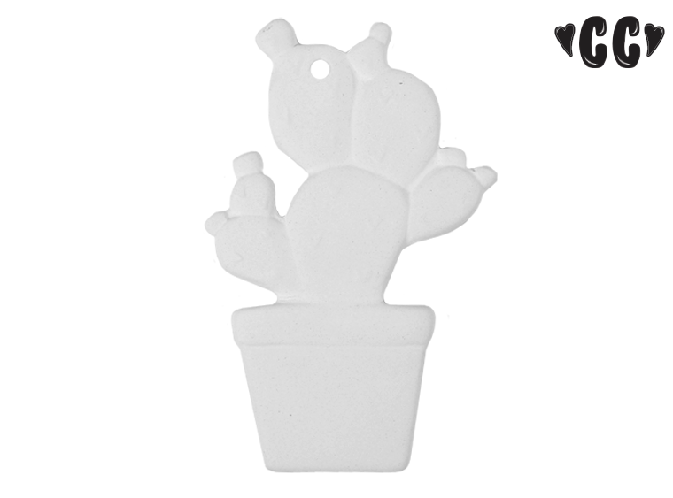 Bisque Potted Cactus Ornament (Case of 12)