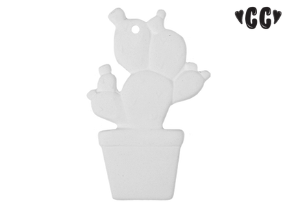 Bisque Potted Cactus Ornament (Case of 12)