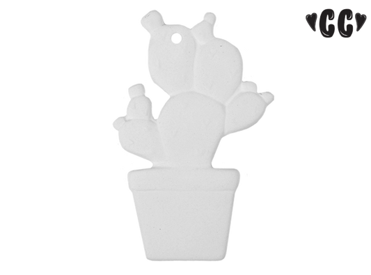 Bisque Potted Cactus Ornament (Case of 12)