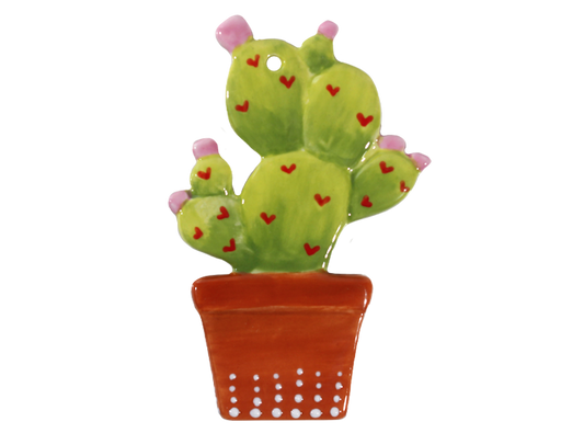 Bisque Potted Cactus Ornament (Case of 12)