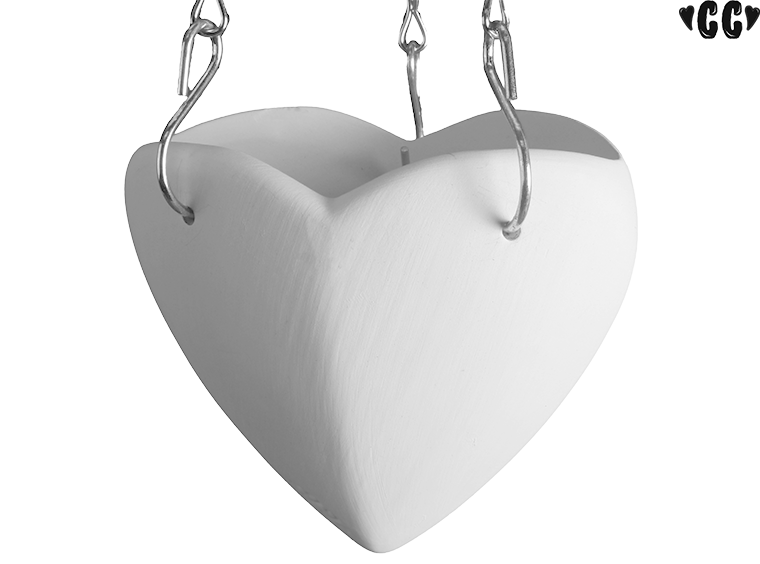 Bisque Hanging Heart Air Planter (Case of 6)