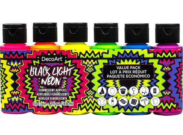 6ct Black Light Neon Acrylic Value Pack (Case of 1)