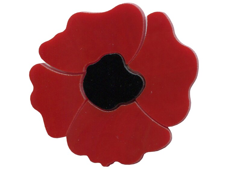 Red Opaque Poppy W/ Black Center Large 2 1/2" (Case of 1)