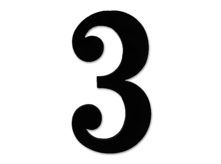 Number 3 Glass Design (Case of 1)