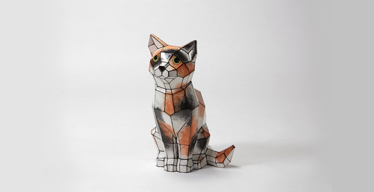 Bisque Faceted Cat (Case of 2)
