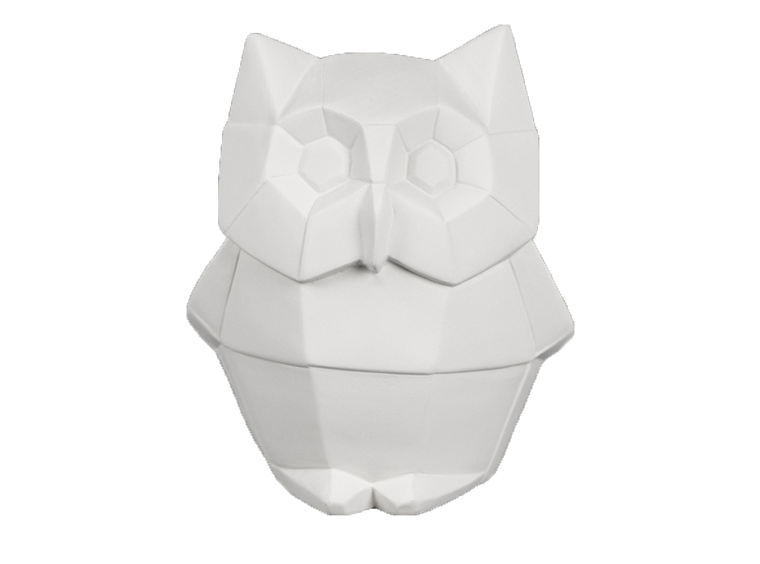 Bisque Owl Facet-Ini (Case of 6)