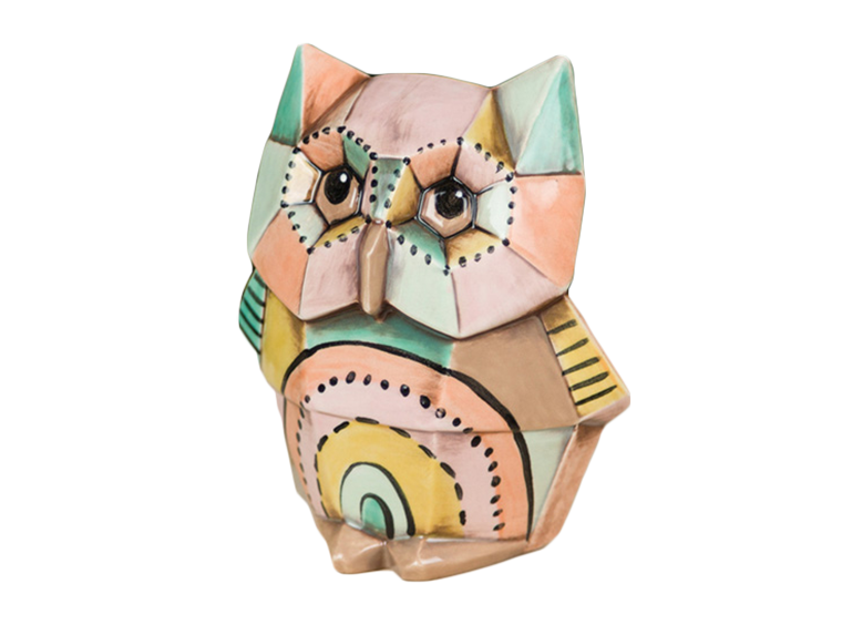 Bisque Owl Facet-Ini (Case of 6)