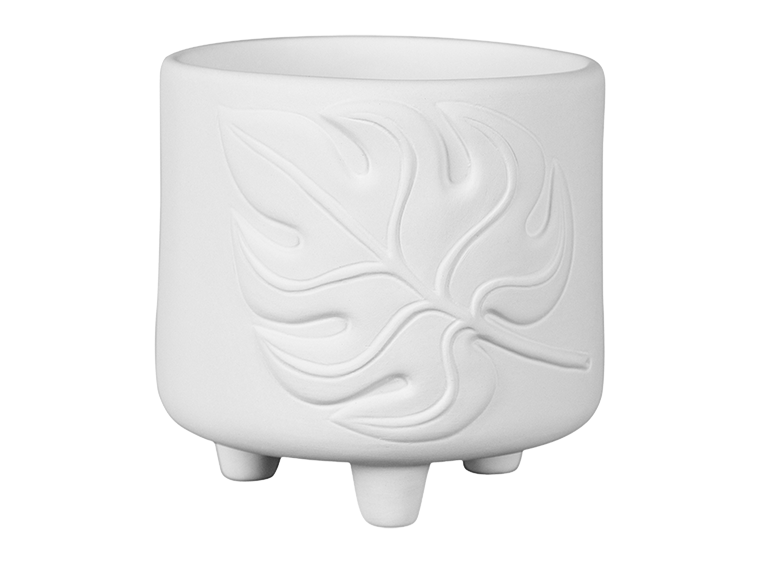 Bisque Monstera Footed Container (Case of 2)