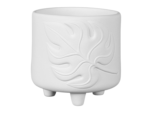 Bisque Monstera Footed Container (Case of 2)