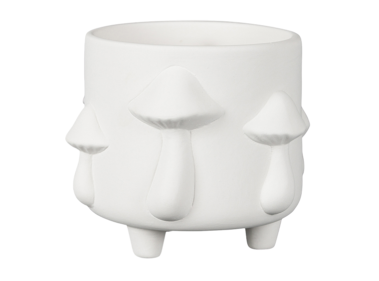 Bisque Mushrooms Footed Container (Case of 2)