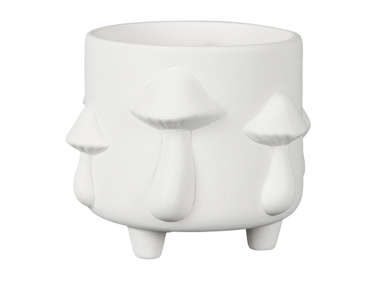 Bisque Mushrooms Footed Container (Case of 2)