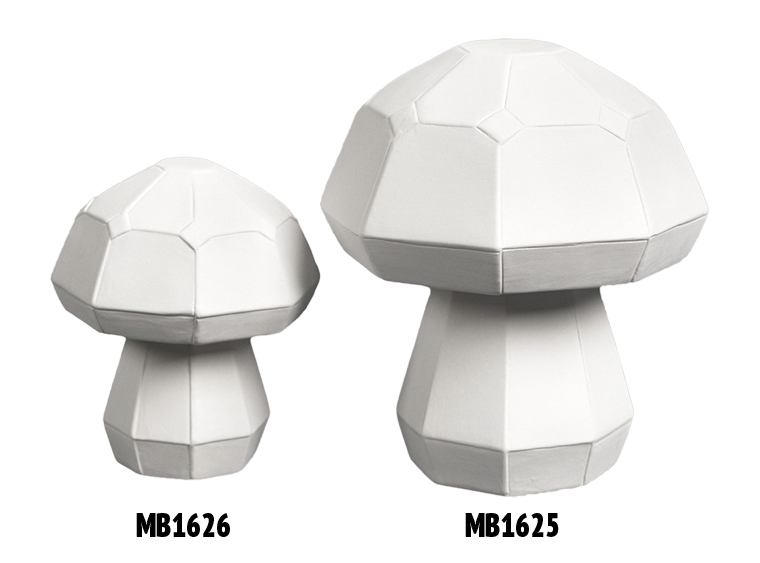 Bisque Small Faceted Mushroom (Case of 6)