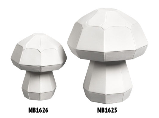 Bisque Small Faceted Mushroom (Case of 6)