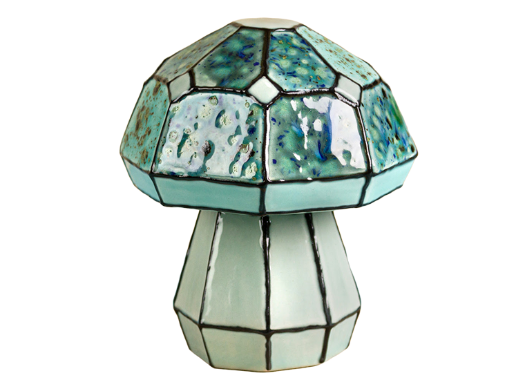 Bisque Small Faceted Mushroom (Case of 6)