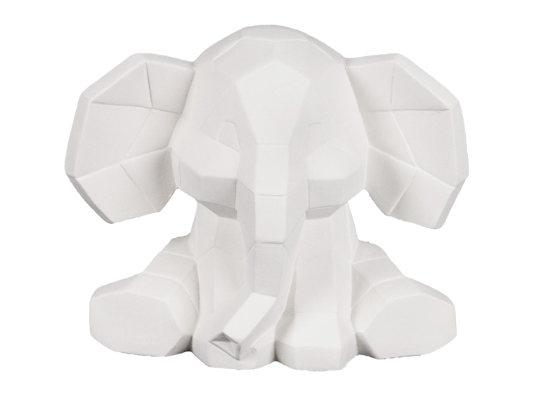 Bisque Elephant Facet-Ini (Case of 6)