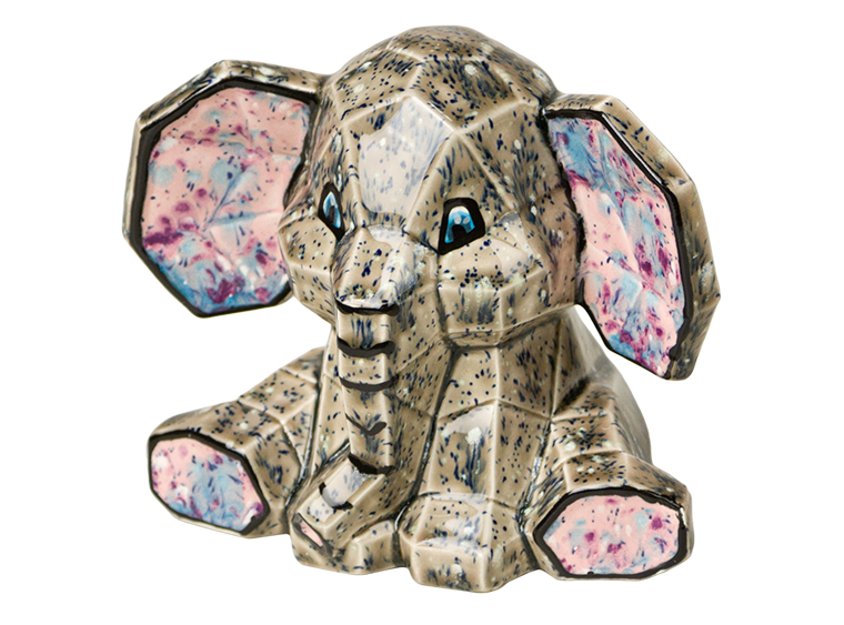 Bisque Elephant Facet-Ini (Case of 6)