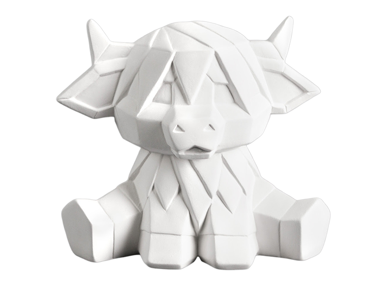 Bisque Highland Cow Facet-Ini (Case of 6)