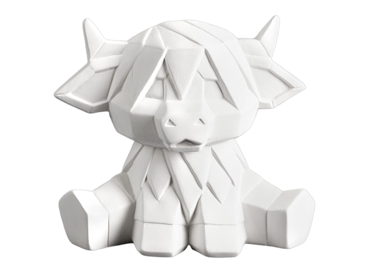 Bisque Highland Cow Facet-Ini (Case of 6)