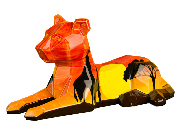 Bisque Faceted Big Cat (Case of 4)