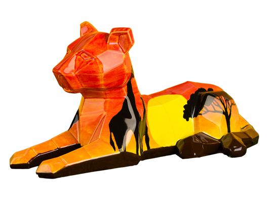 Bisque Faceted Big Cat (Case of 4)