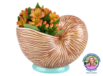 Bisque Stoneware Nautilus Shell Planter (Case of 1)
