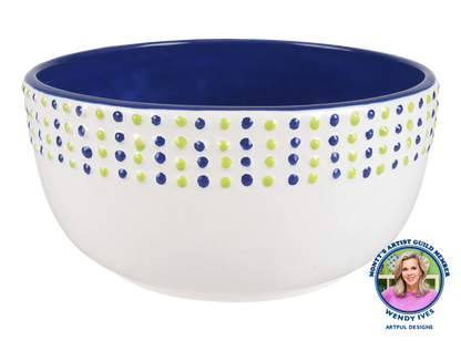 Bisque Stoneware Pointillistic Bowl (Case of 4)