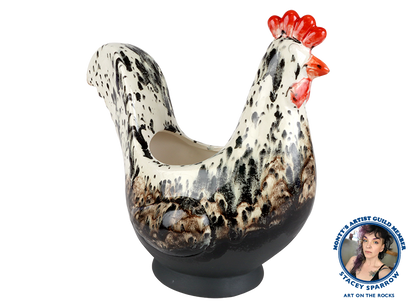Bisque Stoneware Cock-A-Doodle Planter (Case of 1)