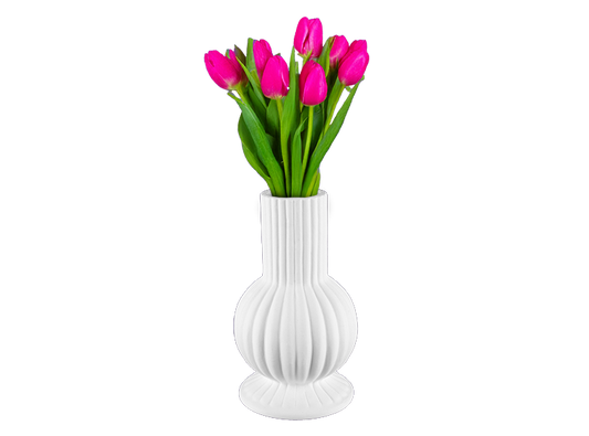 Bisque Stoneware Fluted Pedestal Vase (Case of 4)