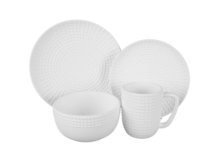 Bisque Stoneware Pointillistic Dinner Plate (Case of 4)