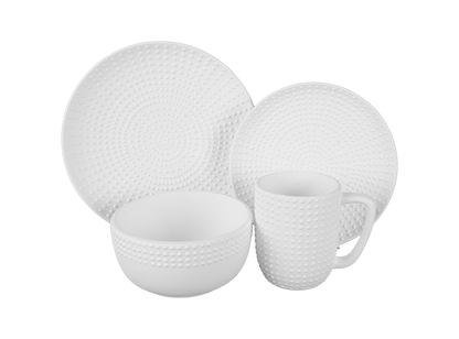 Bisque Stoneware Pointillistic Dinner Plate (Case of 4)