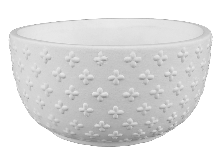 Bisque Stoneware Cross Stitch Bowl (Case of 4)