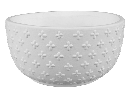 Bisque Stoneware Cross Stitch Bowl (Case of 4)