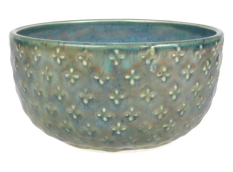 Bisque Stoneware Cross Stitch Bowl (Case of 4)
