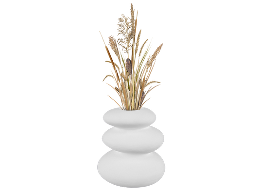 Bisque Stoneware Stacked Rock Vase (Case of 2)