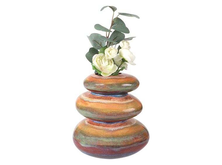 Bisque Stoneware Stacked Rock Vase (Case of 2)