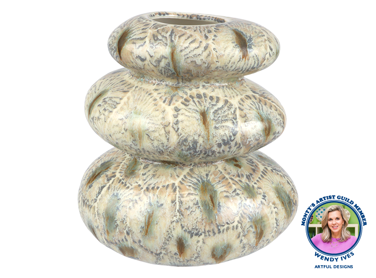 Bisque Stoneware Stacked Rock Vase (Case of 2)