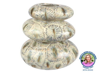 Bisque Stoneware Stacked Rock Vase (Case of 2)