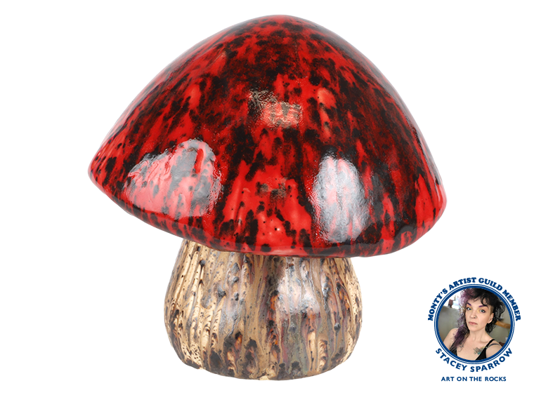 Bisque Stoneware Amanita Mushroom (Case of 2)