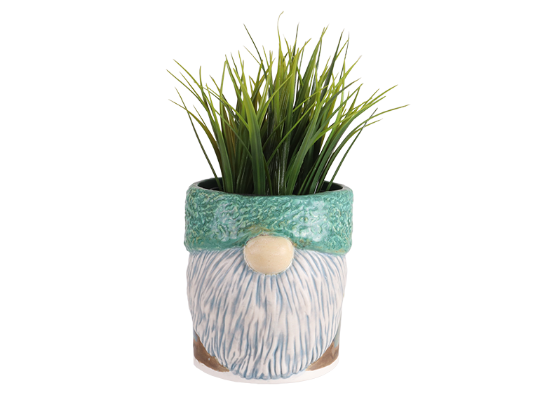 Bisque Stoneware Mossy Gnome Planter (Case of 2)