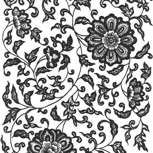 Black Flower 07 Underglaze Decal (Case of 1)